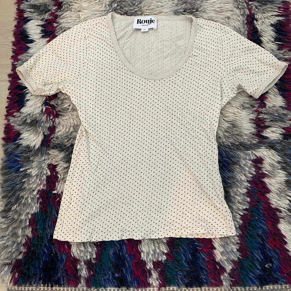 Rouje Cream Fitted Short Sleeve T-Shirt